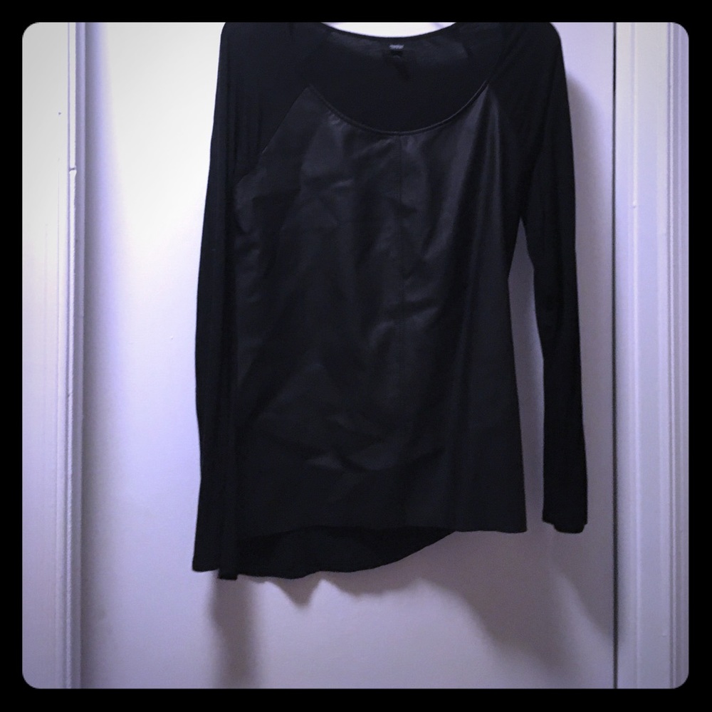Black leather front shirt