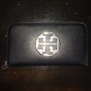 Lightly used Black and silver Tory Burch wallet