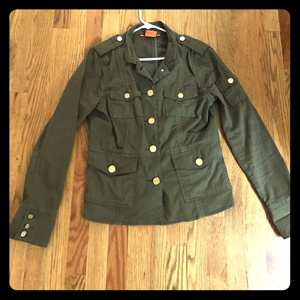 Tory Burch army green jacket w/ gold Logo buttons!