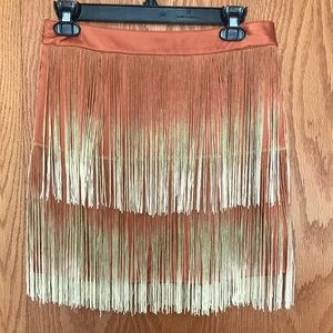 F21 Boho Festival Ombré Fringe Miniskirt S NWOT