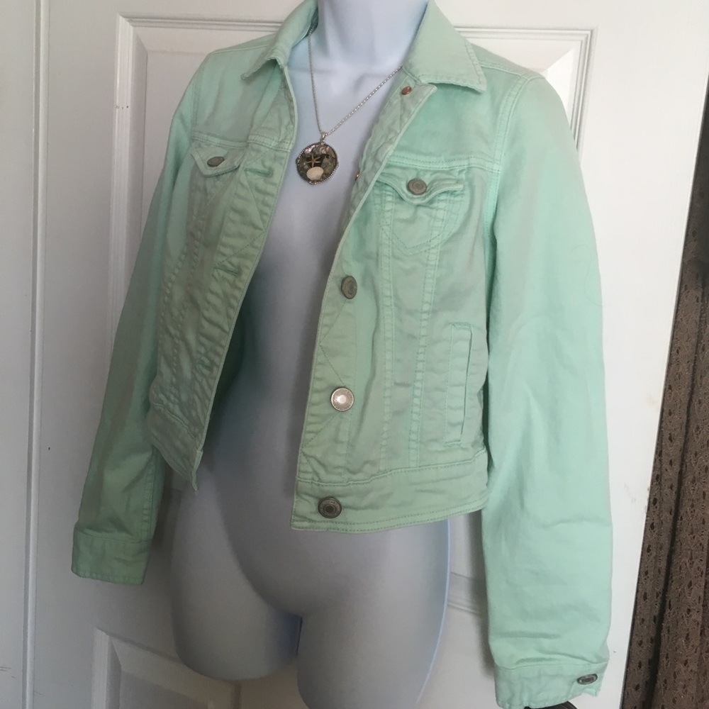 American Eagle Sea foam green jean jacket