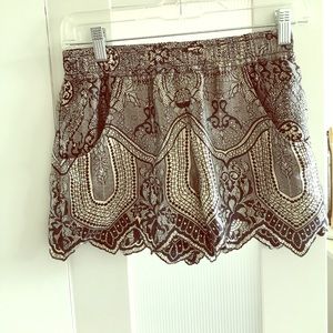 Silk lace printed shorts