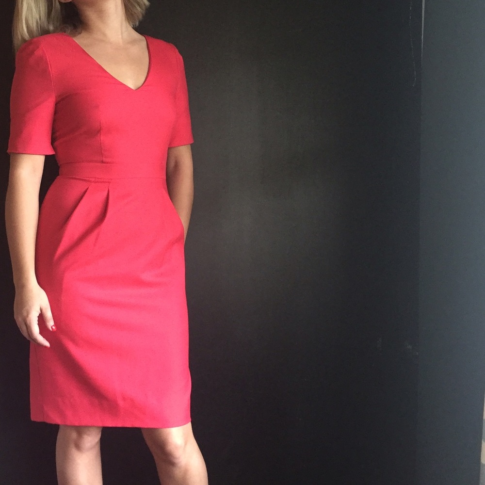 J crew hot pink v neck dress