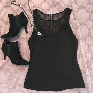 Black lace sleeveless top
