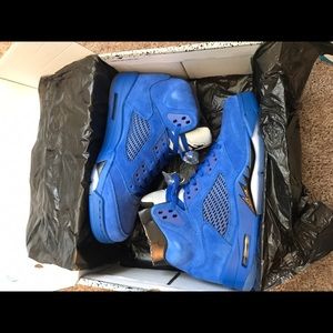 Blue suede Jordan 5