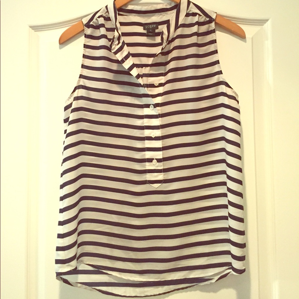 JCrew Factory navy and white stripes tank