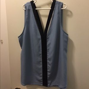 Sky blue and black blouse