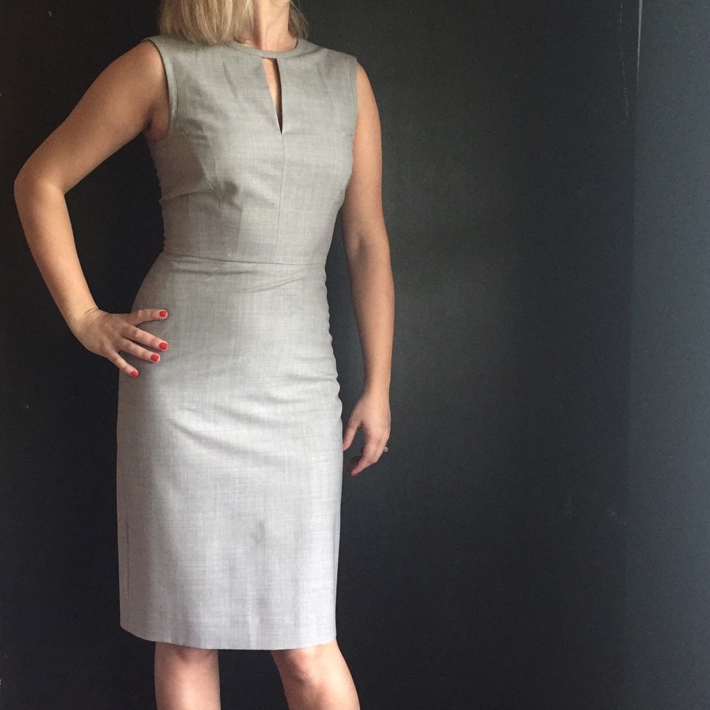 J crew grey dress with key hole top