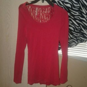 Red lace back shirt