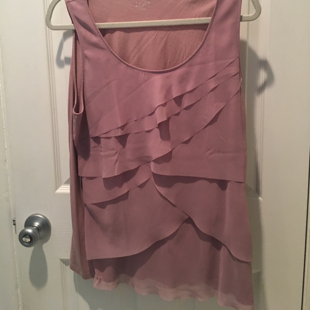 Ann Taylor Loft pink ruffled shell