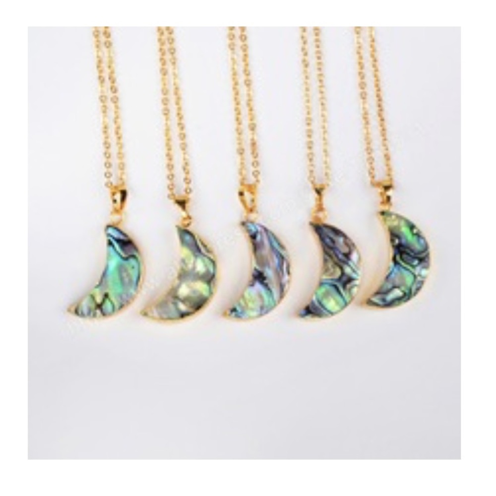 Abalone Shell Crescent Moon Necklace