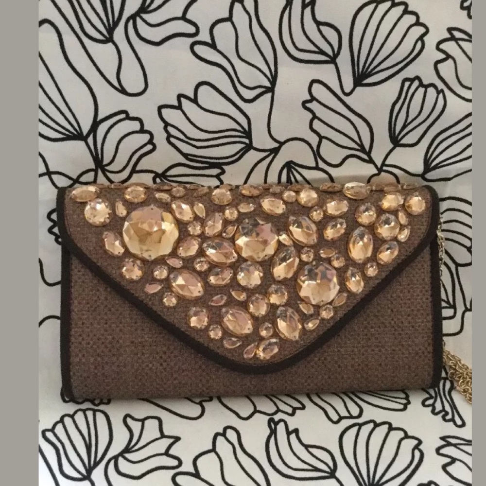 Simona Calla Roxana Woven Beaded Clutch Straw