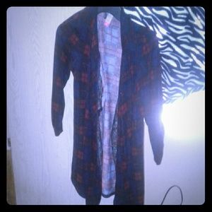 Red and blue flannel sweater