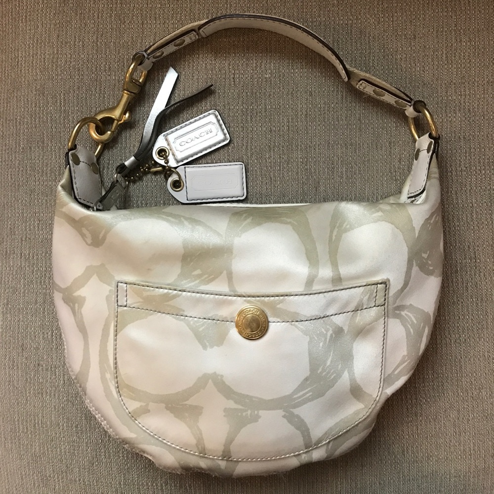 Coach Hobo Bag (Silver and White)