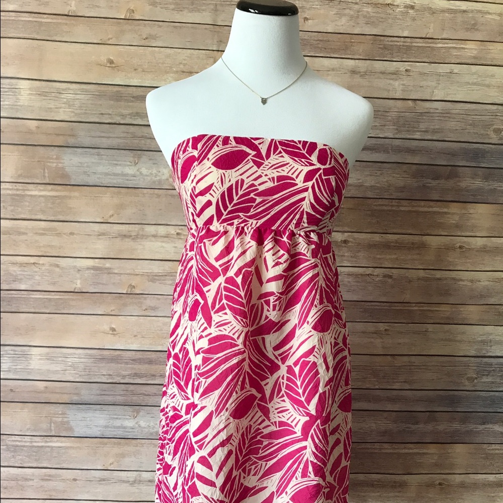 Tropical print summer dress. Fuchsia. Size 0