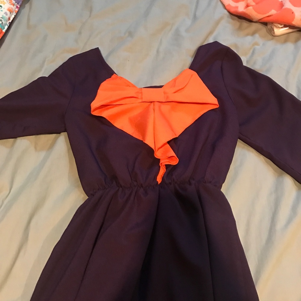Purple and orange dress with bow