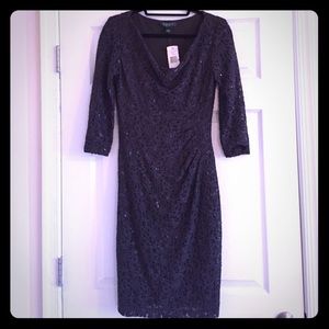 Ralph Lauren Formal Sequin Dark Grey Dress-Size 8