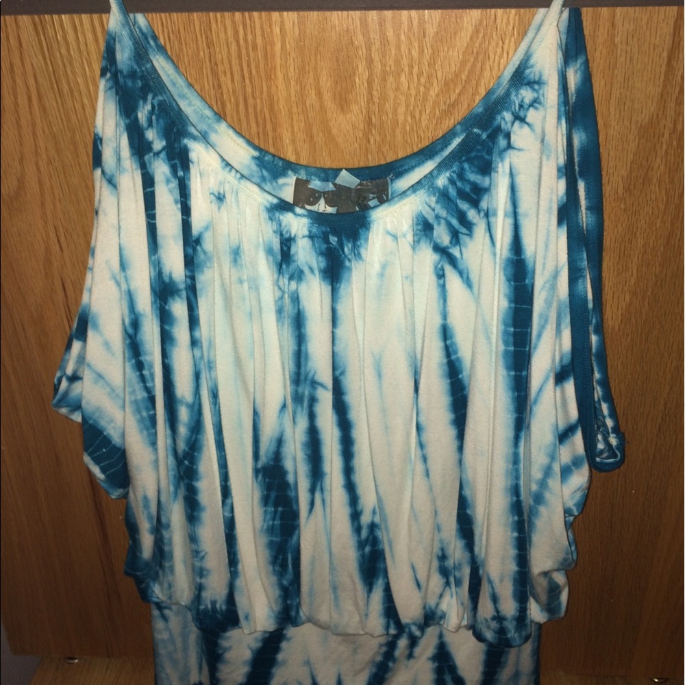 Blue tie dye tank top