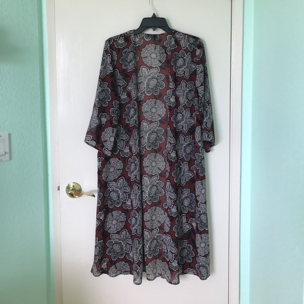 Red and black long kimono