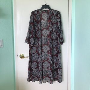 Red and black long kimono