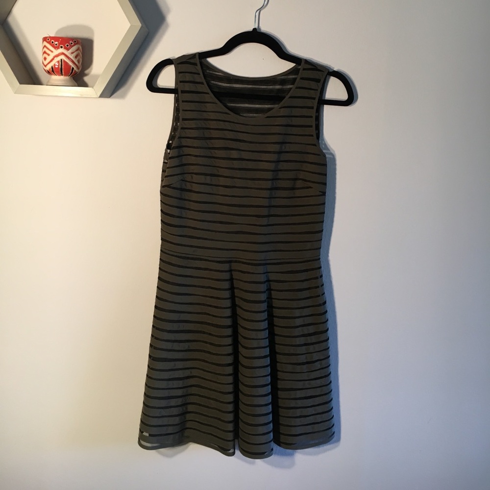 Parker army green dress fit and flare