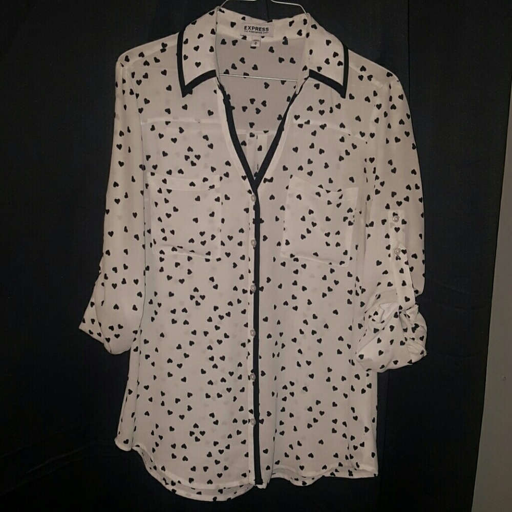 Black and white shirt with hearts