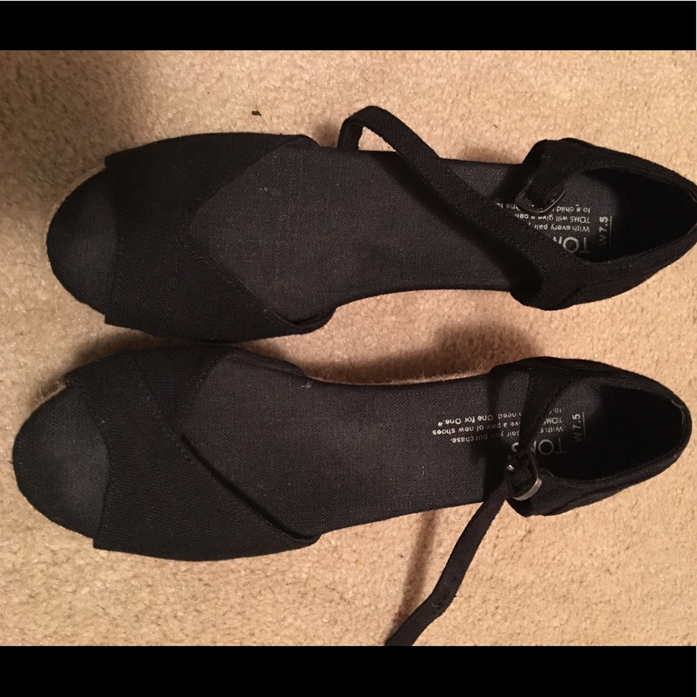 Tom's Black Women's Platform Wedges
