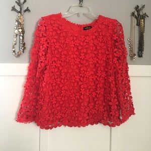 Red lace 3/4 sleeve top