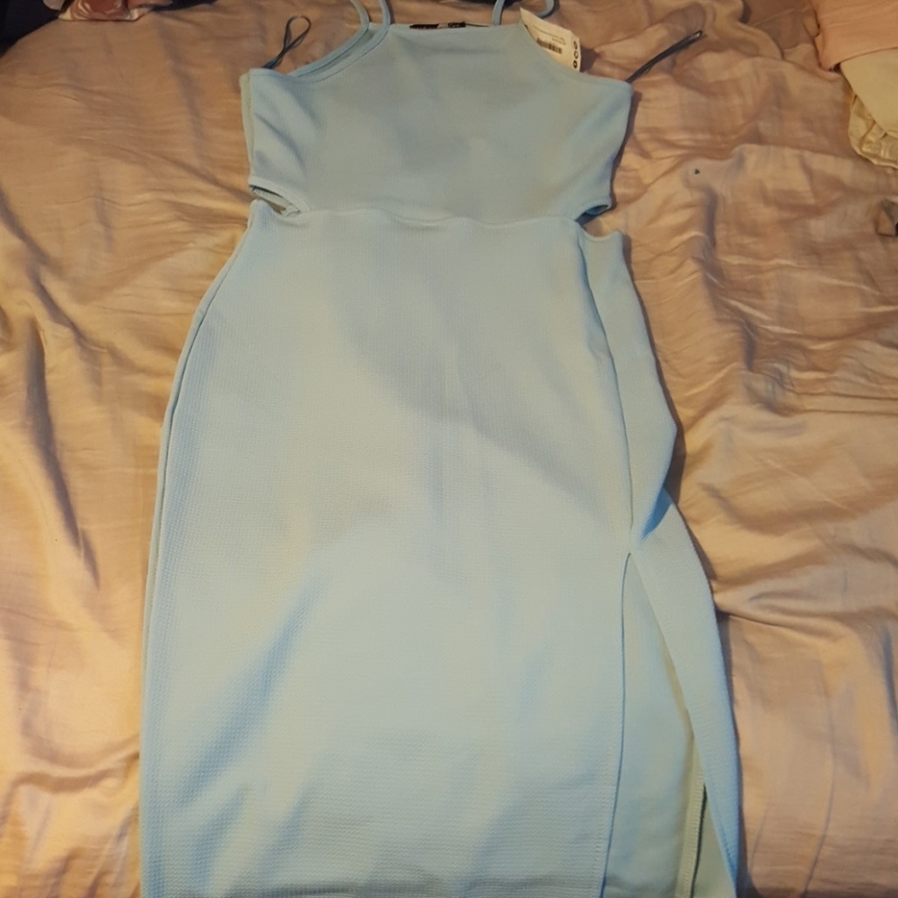 Baby blue sexy boo hoo dress