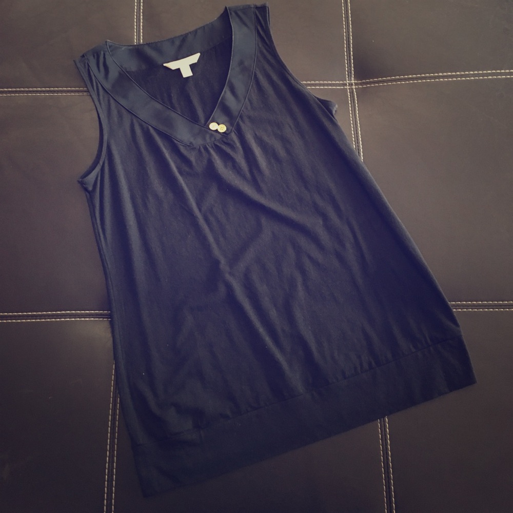 Cute Black Tank Top with Gold Button Detail