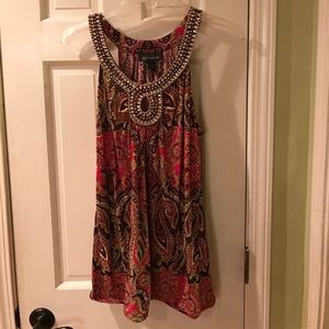 Sleeveless paisley tank with crystal design