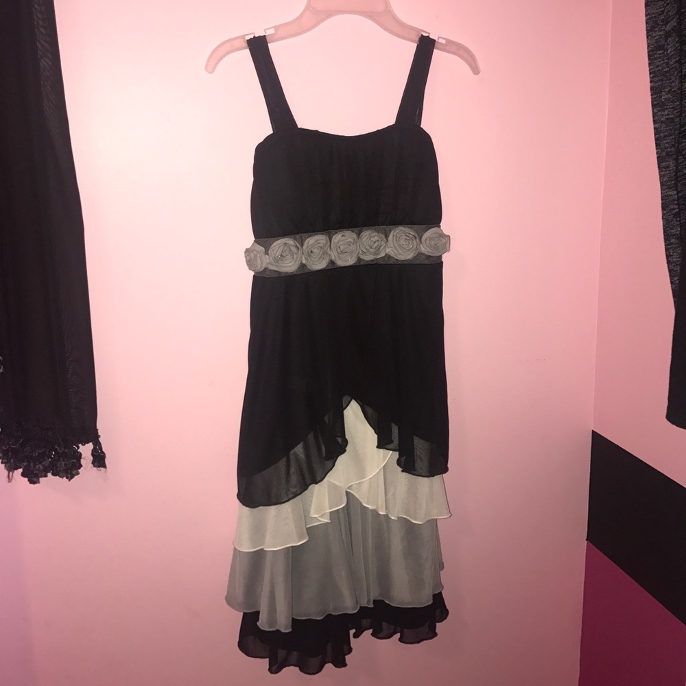 Black grey and white rose dress