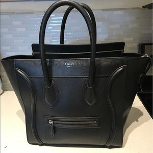Celine Mini Luggage Pebbled Leather black