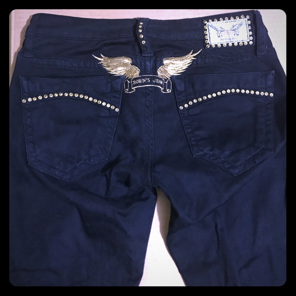 Black Robin's Jeans w| Gold studs