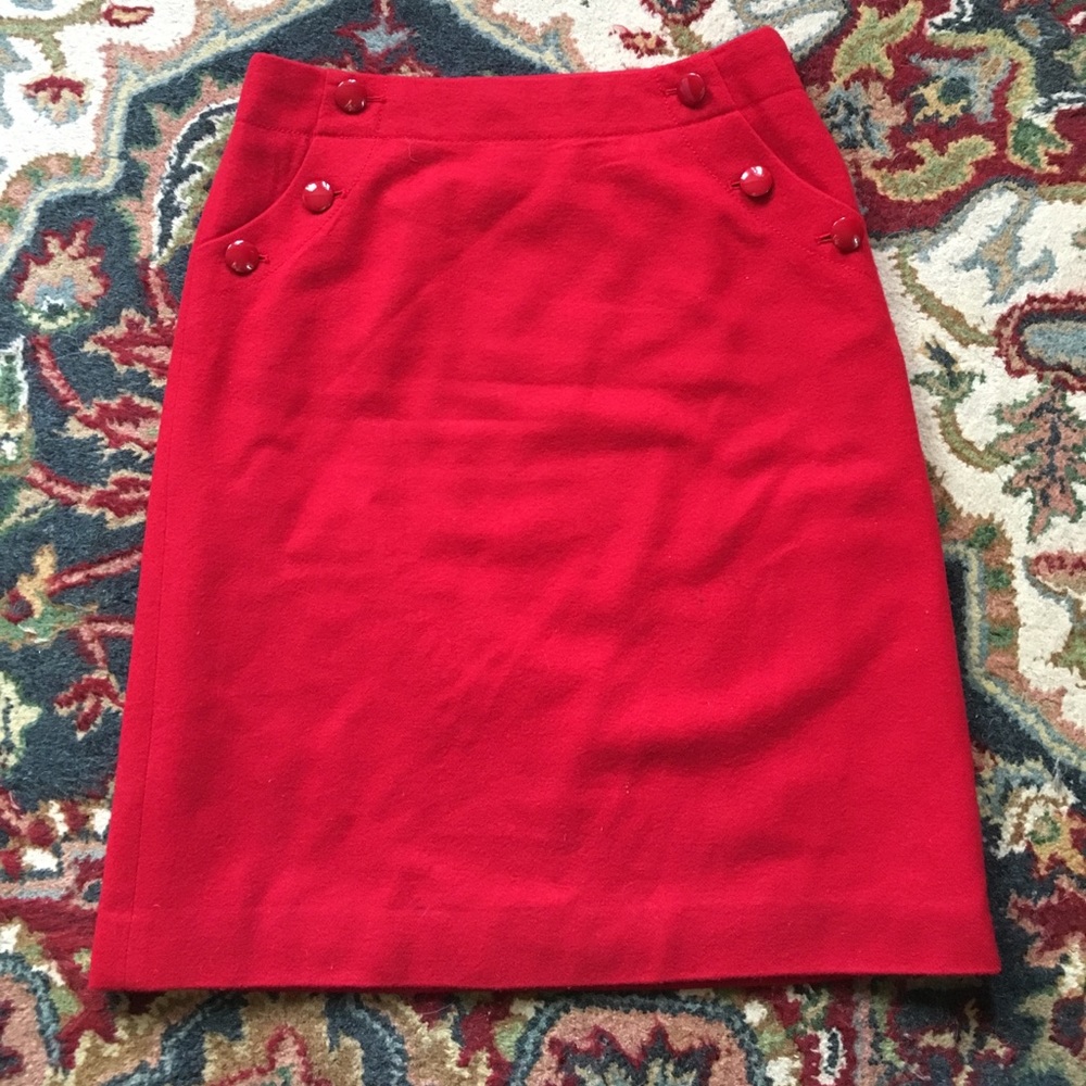 J. Crew Felted Wool Adrian Skirt RED - Picture 2 of 4