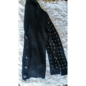 Knitted Sweater with Stud Embellished Sleeve