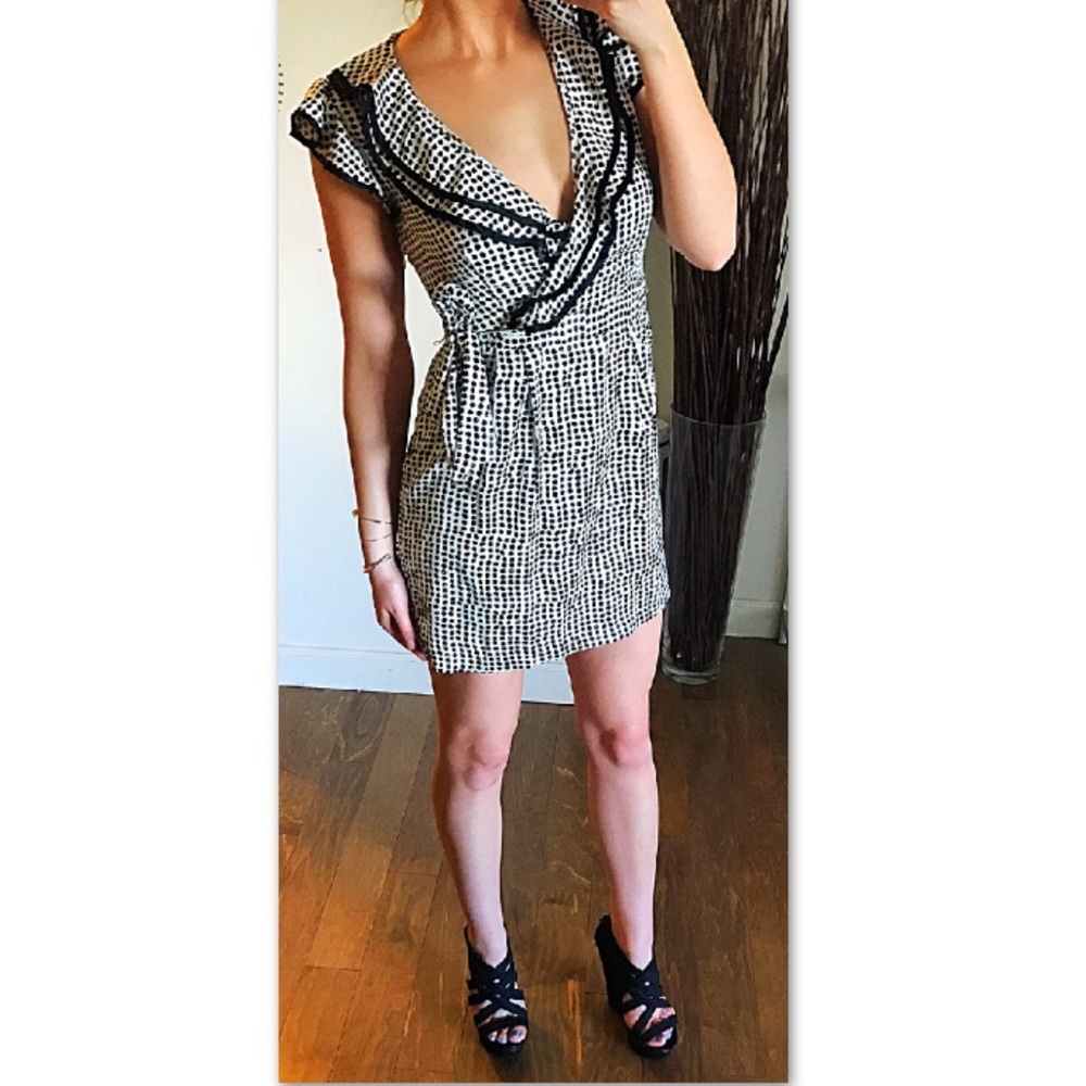 Polka Dot Print Ruffle Flare Mini Dress