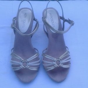 Gold and cream strappy heal