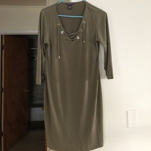 Lace up olive green dress