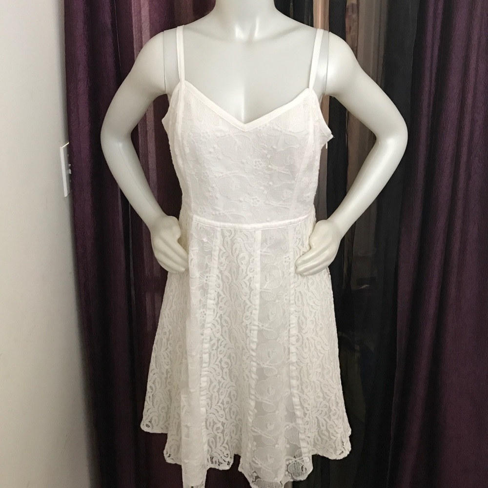 White lace strap dress