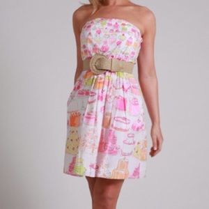 Lilly Pulitzer Eat Cake Strapless Wyatt Dress 0