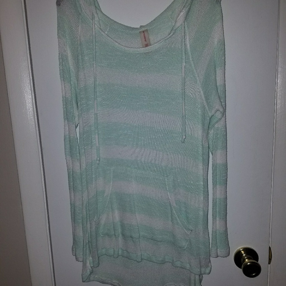 Mint and white lightweight hoodie