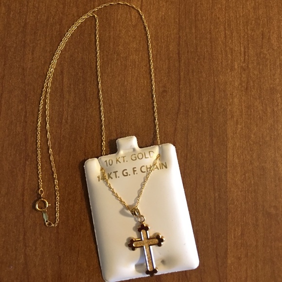 Cable & Gauge Jewelry - Gold cross and gold-filled chain