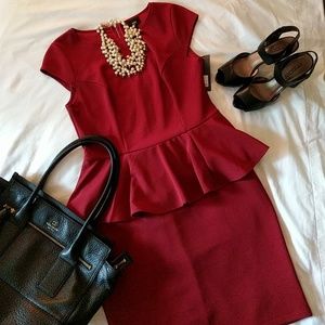 Cranberry Peplum Dress