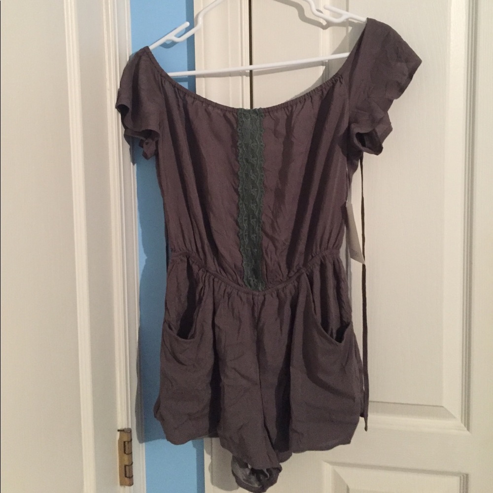 Off the shoulder open back romper!