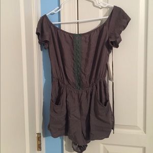 Off the shoulder open back romper!