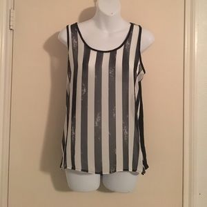 Black and white striped sheet tank top junior