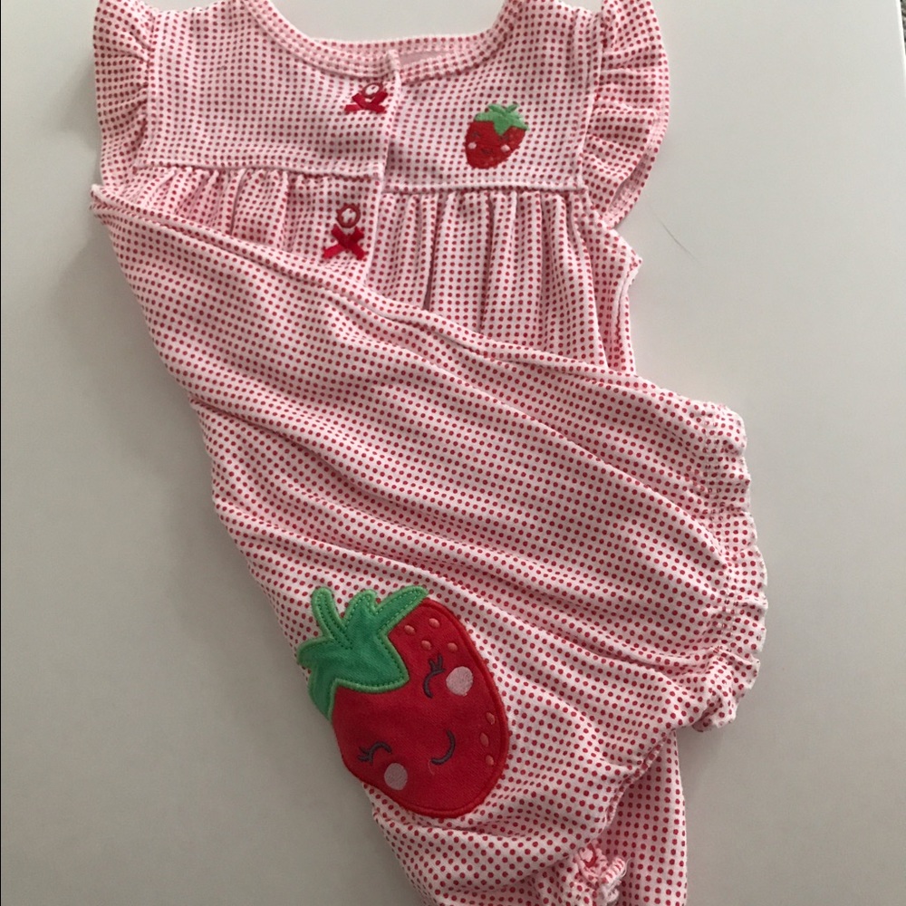Carter's red and white strawberry romper
