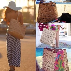 Large Nude Perforated Tote Bag
