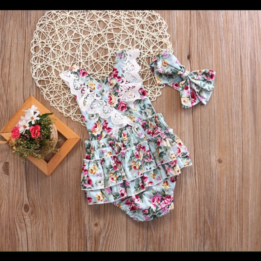 Floral summer romper & headband set